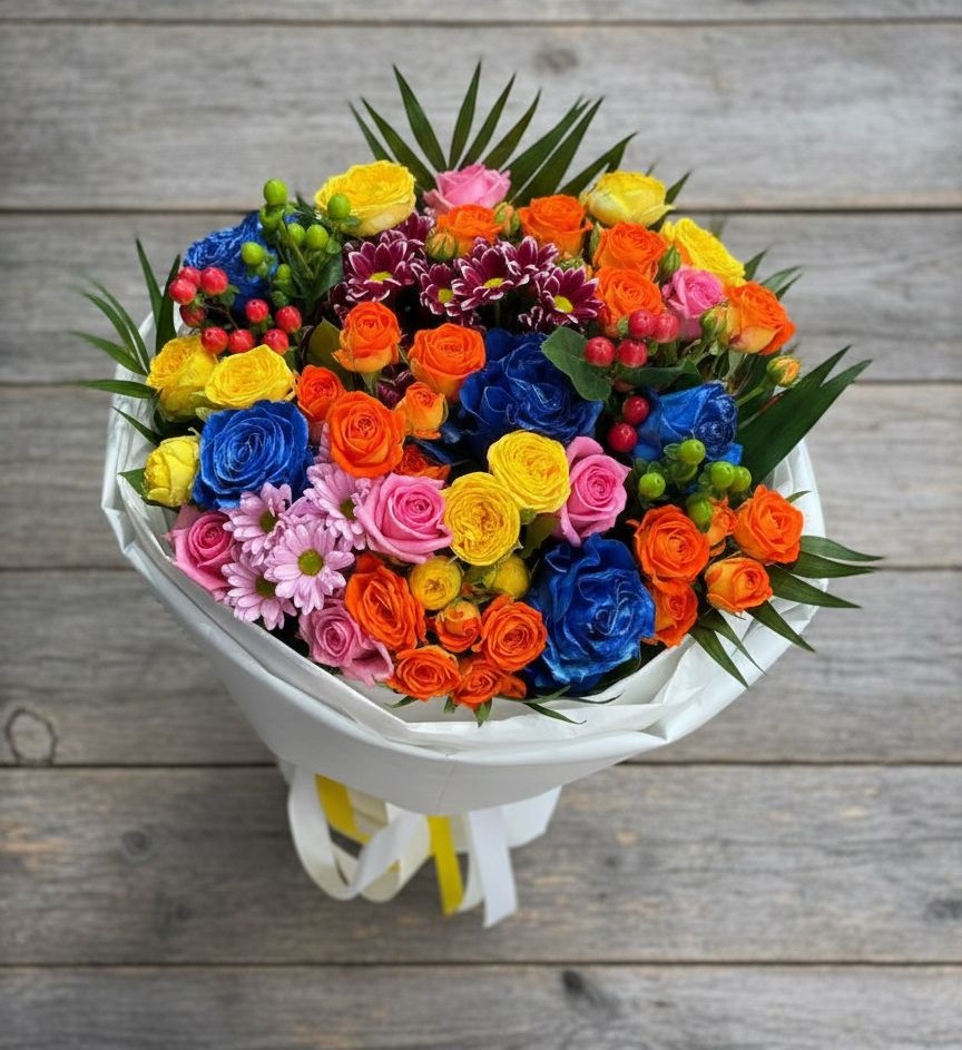 Букет цветов из: Розы и Хризантемы в Кетово