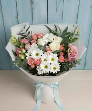 Букет цветов из:  Розы, Лизиантусы и Хризантемы #REPLACE_PRED# Кетово