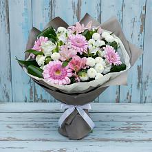 Букет цветов из:  Герберы, Альстромерии и Хризантемы #REPLACE_PRED# Кетово