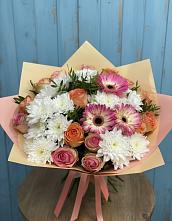 Букет цветов из:  Розы, Герберы и Хризантемы #REPLACE_PRED# Кетово