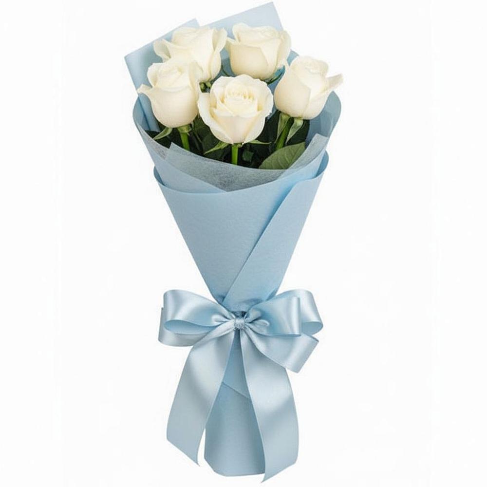 Букет 5 Белых роз Проуд в Кетово