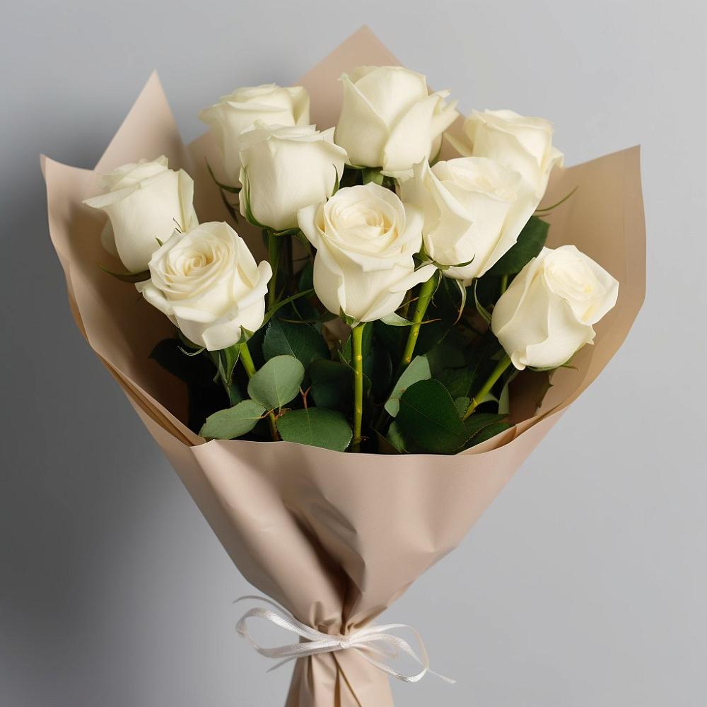 Букет 9 Белых роз Эдлесс Лав в Кетово