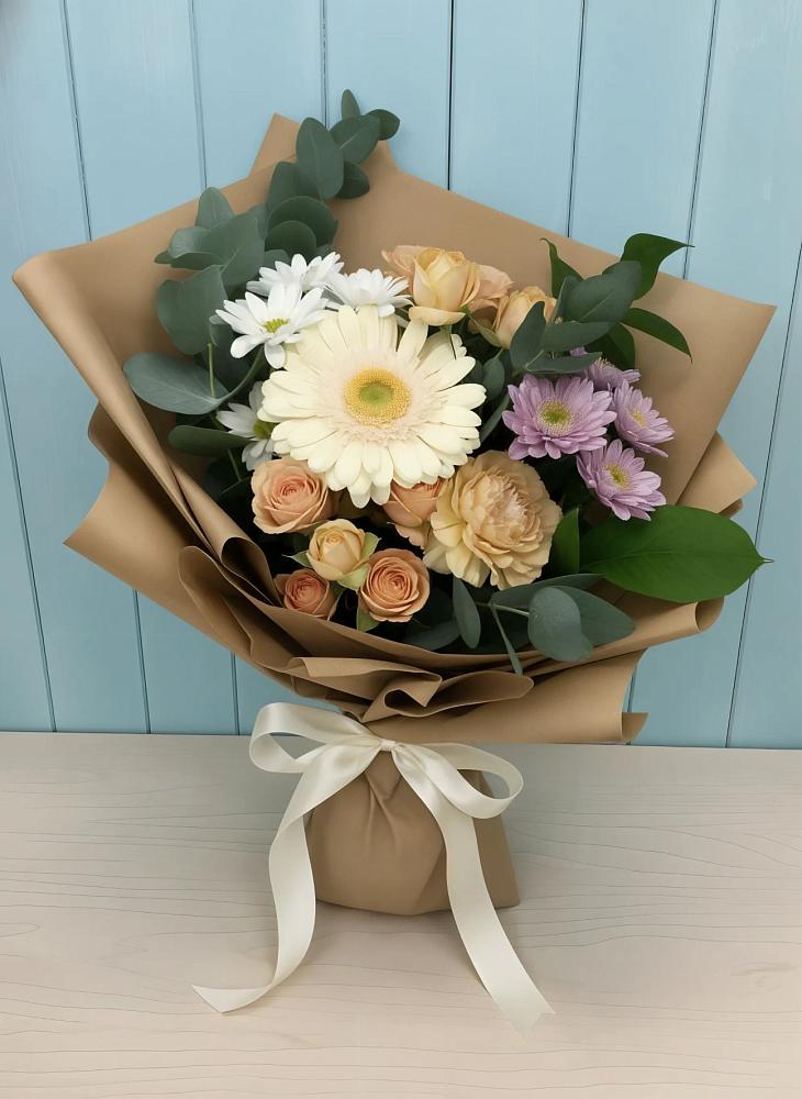 Букет цветов из: Герберы и Хризантемы в Кетово
