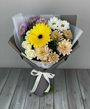 Букет цветов из:  Розы, Герберы и Хризантемы в Кетово