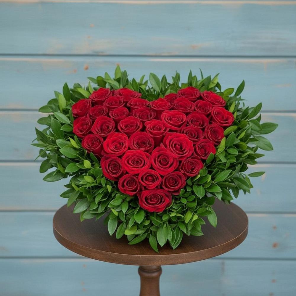 Цветочная композиция из Розы в виде сердца в Кетово