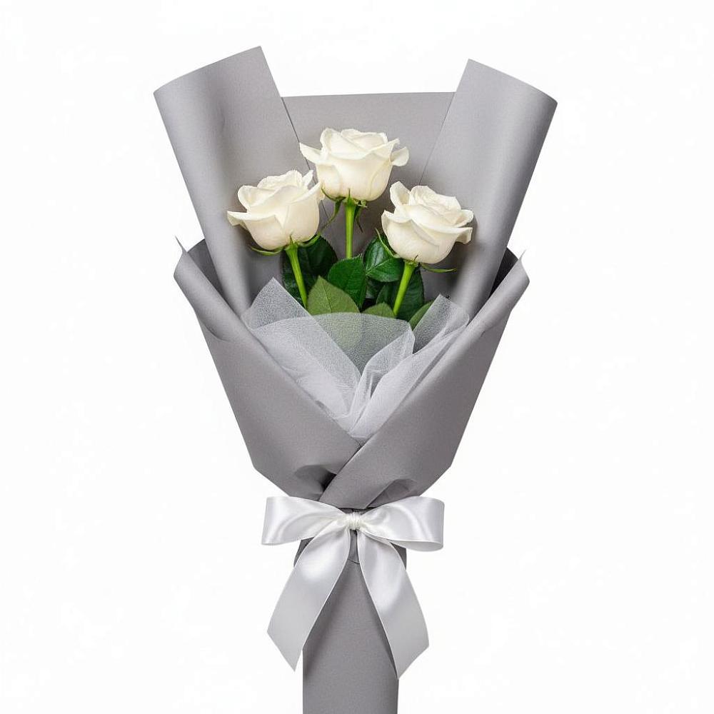 Букет 3 белые розы в Кетово