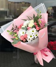 Букет цветов из:  Розы, Лизиантусы и Хризантемы в Кетово