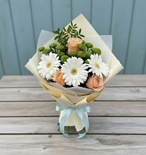 Букет цветов из:  Герберы, Розы и Хризантемы #REPLACE_PRED# Кетово
