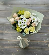 Букет цветов из:  Альстромерии, Розы и Хризантемы в Кетово