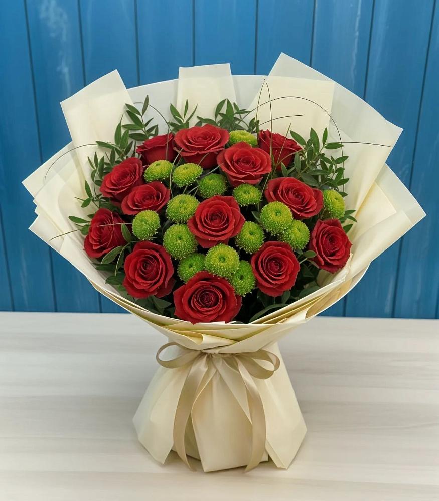 Букет цветов из: Розы и Хризантемы в Кетово